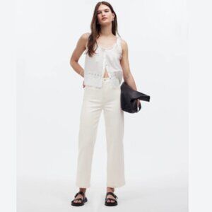 Madewell Emmett Wide-Leg Crop Jean: Welt Pocket Edition Tile White (Size 27)